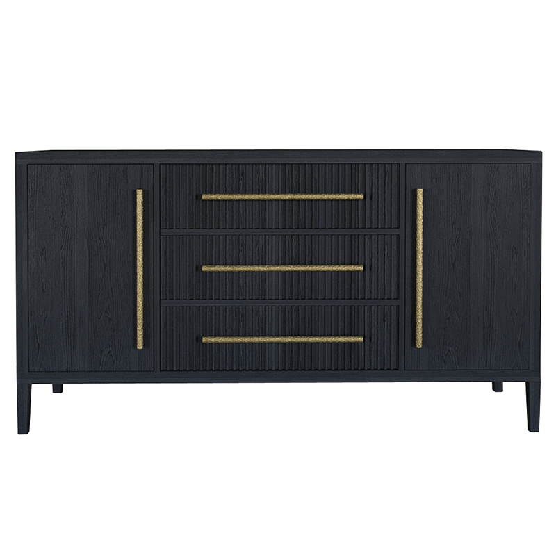 Буфет Primo с тремя ящиками и двумя фасадами Черный дуб Черный матовый Золотой в Волгограде | Loft Concept 