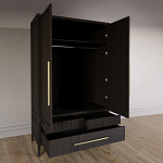 Шкаф платяной Primo с выдвижными ящиками шпон Темный орех варинант исполнения - 4 | Loft Concept в Волгограде