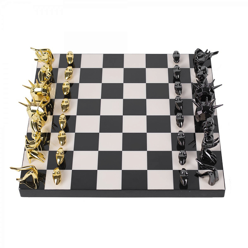 Шахматы Kelly Wearstler Dichotomy Chess Set Черный Белый Глянцевое золото Шахматы Kelly Wearstler Dichotomy Chess Set Черный Белый Глянцевое золото в Волгограде | Loft Concept