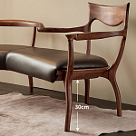 Кушетка с деревянным каркасом и сиденьем из коричневой натуральной кожи Moon Walnut Furniture варинант исполнения - 4 | Loft Concept в Волгограде