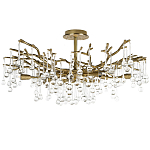 Потолочная люстра в виде ветвей деревьев золотого цвета с прозрачными подвесками-каплями Droplet Chandelier варинант исполнения - 1 | Loft Concept в Волгограде
