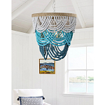 Круглая многоярусная люстра с подвесками в виде круглых бусин Wooden Beads Turquoise Chandelier варинант исполнения - 2 | Loft Concept в Волгограде