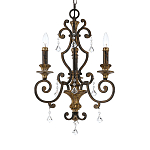 Люстра с подвесками из прозрачного стекла на кованом каркасе бронзового цвета в классическом стиле Quoizel варинант исполнения - 11 | Loft Concept в Волгограде