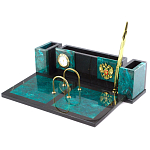 Настольный письменный набор из змеевика с часами и календарницей Successful Leader варинант исполнения - 2 | Loft Concept в Волгограде