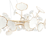 Люстра круглая с белыми лепестками из керамики и прозрачными хрустальными цветками Диаметр 82 см Wintery flovers варинант исполнения - 4 | Loft Concept в Волгограде