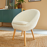 Кресло на деревянных ножках с обивкой из ткани букле Aldo Boucle Armchair варинант исполнения - 7 | Loft Concept в Волгограде