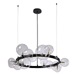 Люстра круглая подвесная с 15-ю прозрачными шарообразными плафонами из стекла Iona chandelier варинант исполнения - 6 | Loft Concept в Волгограде