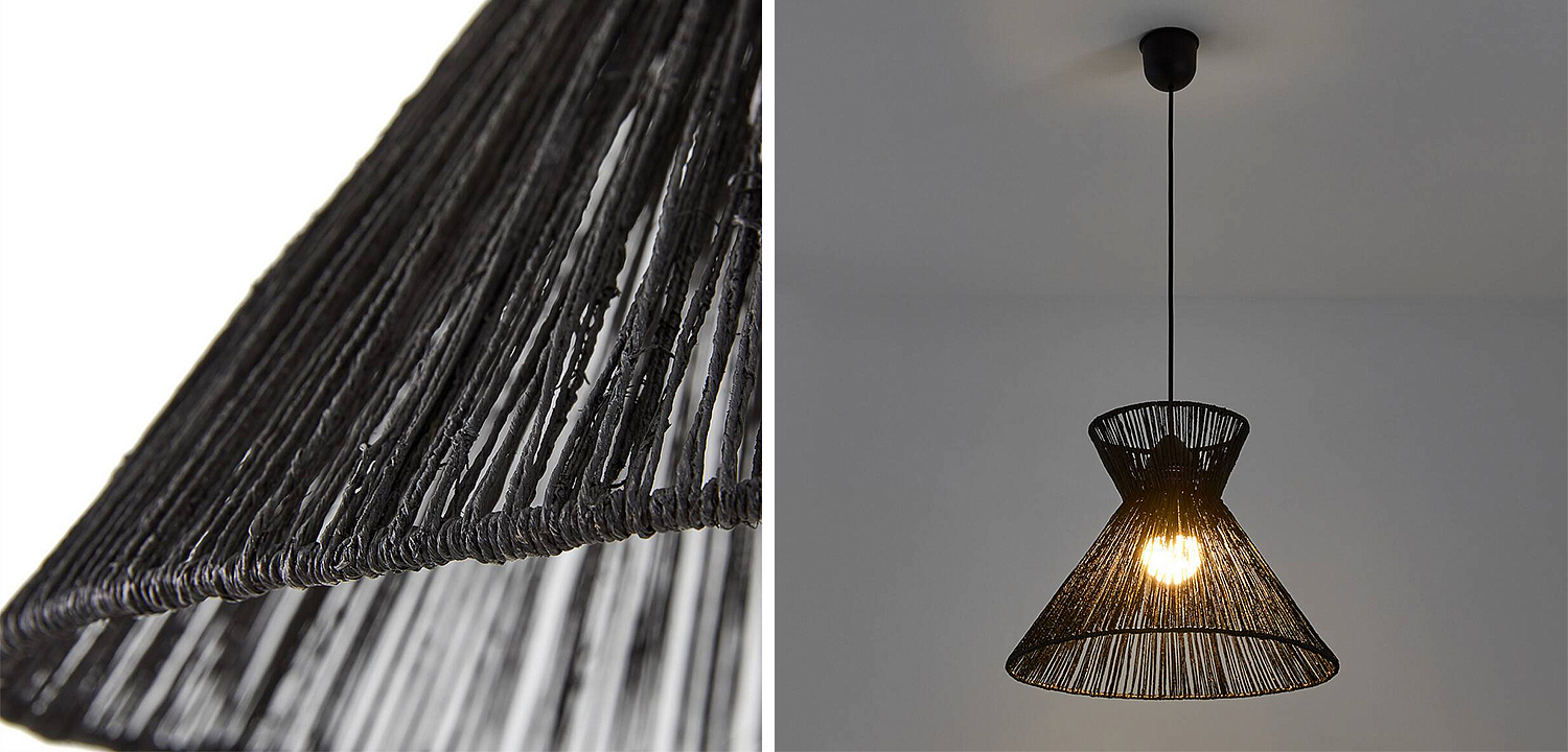 Подвесной светильник Signe Wicker Hemp Black Horn Подвесной светильник Signe Wicker Hemp Black Horn - Loft-Concept в Волгограде