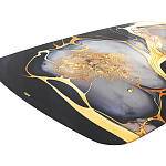 Обеденный стол с прямоугольной черно-золотой столешницей из стекла на 4-х металлических ножках Gold and Black Marble варинант исполнения - 4 | Loft Concept в Волгограде