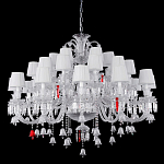 Люстра многоярусная с 30-ю белыми текстильными абажурами и хрустальными подвесками Lustre Reverie варинант исполнения - 1 | Loft Concept в Волгограде