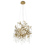 Подвесная люстра в виде ветвей деревьев золотого цвета с прозрачными подвесками-каплями 8 и 14 ламп Droplet Chandelier варинант исполнения - 4 | Loft Concept в Волгограде