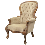 Кресло с мягкой обивкой из светло-коричневого велюра на 4-х деревянных ножках Evelyn Classical Armchair варинант исполнения - 3 | Loft Concept в Волгограде