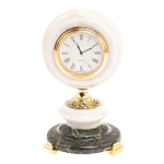 Часы настольные бронзовые из натуральных камней Мрамор и Змеевик Stone Clock варинант исполнения - 7 | Loft Concept в Волгограде