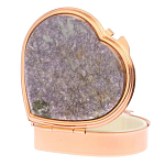 Таблетница карманная в форме сердца с 3-мя отделениями с зеркалом и накладкой из натурального камня Лепидолит Red Gold Stone Pillboxes варинант исполнения - 2 | Loft Concept в Волгограде