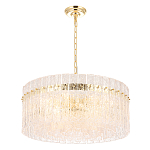 Люстра подвесная круглая с прозрачными рельефными стеклянными вставками и золотым основанием Textured Glass Chandelier варинант исполнения - 3 | Loft Concept в Волгограде