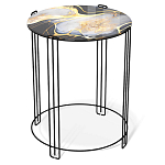 Стол журнальный круглый со столешницей из стекла Gold and Black Marble варинант исполнения - 1 | Loft Concept в Волгограде