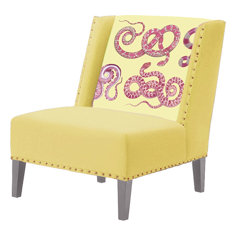 FUN Armchair Snakes yellow Дизайнерское кресло с цветным принтом Желтый FUN Armchair Snakes yellow Дизайнерское кресло с цветным принтом Желтый в Волгограде | Loft Concept