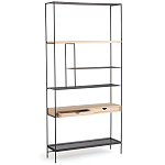 Металлический стеллаж с деревянными полками и ящиками Menzie Metal Wood Rack варинант исполнения - 2 | Loft Concept в Волгограде