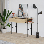 Консоль напольная деревянная с выдвижным ящиком и 2-мя полками со столешницей цвета белый мрамор OTIS CONSOLE OAK варинант исполнения - 2 | Loft Concept в Волгограде