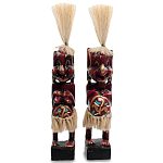 Комплект из 2-х деревянных статуэток Asmat Straw Headdress Statuettes Red Tattoo варинант исполнения - 1 | Loft Concept в Волгограде
