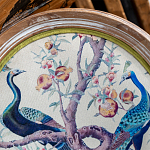 Барный стул из массива бука с изображением птиц и цветов  Beige Green Chinoiserie Garden Chair варинант исполнения - 4 | Loft Concept в Волгограде