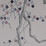 Обои ручная роспись Plum Blossom Special Colourway on Lilac Hint dyed silk варинант исполнения - 3 | Loft Concept в Волгограде