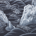 Обои ручная роспись Matsushima Waves Roka on Edo Night painted silk варинант исполнения - 2 | Loft Concept в Волгограде