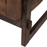 Коричневое кожаное кресло на деревянном каркасе Duncan Armchair варинант исполнения - 1 | Loft Concept в Волгограде
