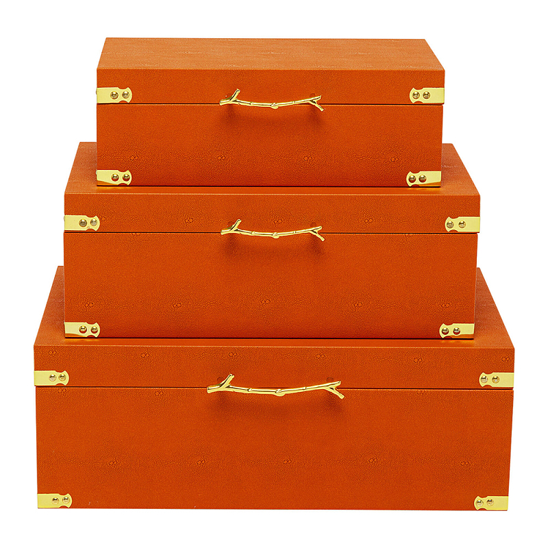 Комплект оранжевых чемоданов Golden Twigs Оранжевый Глянцевое золото в Волгограде | Loft Concept 