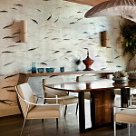 Обои ручная роспись Fishes Blue Pearl on Tarnished Silver gilded silk with pearlescent antiquing варинант исполнения - 4 | Loft Concept в Волгограде