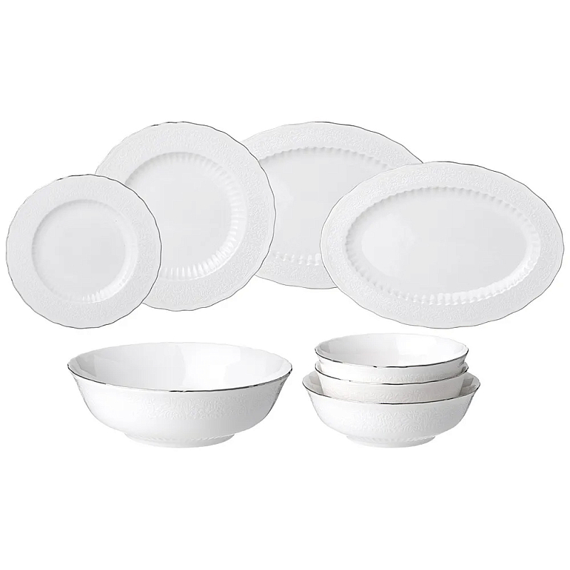 Обеденный сервиз белый из фарфора на 6 персон 23 предмета Garden Whisper Porcelain Set Белый Обеденный сервиз белый из фарфора на 6 персон 23 предмета Garden Whisper Porcelain Set Белый в Волгограде | Loft Concept