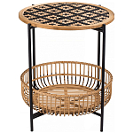 Круглый кофейный стол с плетеной столешницей и полкой Norberta Wicker Coffee Table варинант исполнения - 1 | Loft Concept в Волгограде