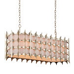 Люстра овальной формы с фактурным серебряным каркасом и тканевым абажуром Silver Honeycomb варинант исполнения - 1 | Loft Concept в Волгограде