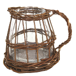Кашпо стеклянное в плетёной корзине Mistress варинант исполнения - 1 | Loft Concept в Волгограде