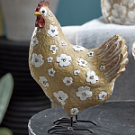 Статуэтка курица с белым цветочным узором и металлическими ножками Rustic Chicken варинант исполнения - 3 | Loft Concept в Волгограде