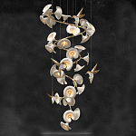 Люстра каскадная из белых цветов каллы и птичек Refined Taste of Light варинант исполнения - 1 | Loft Concept в Волгограде