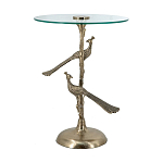 Столик с круглой стеклянной столешницей и корпусом в виде двух павлинов на ветке Table Two Peacocks варинант исполнения - 4 | Loft Concept в Волгограде