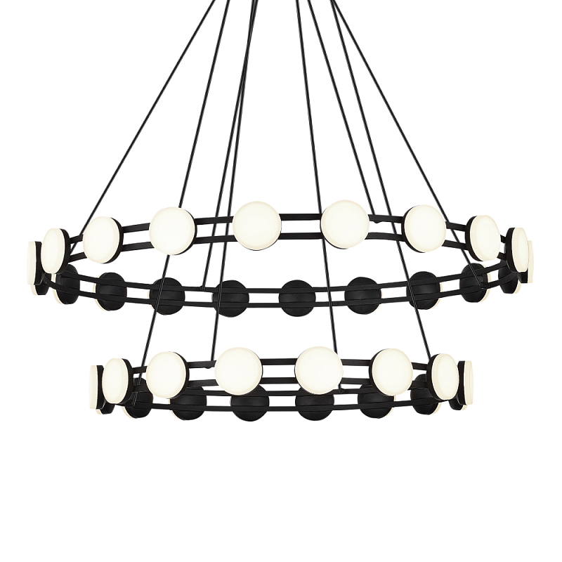 Люстра двухъярусная с круглыми светодиодными источниками света Maxine Light Черный Золотой Белый в Волгограде | Loft Concept 
