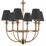 Люстра на металлическом основании бронзового цвета с 6-ю черными конусовидными абажурами Dignity варинант исполнения - 6 | Loft Concept в Волгограде