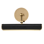 Светильник для картин цвет винтажная латунь с прямоугольным плафоном из кожи черного цвета Alora варинант исполнения - 3 | Loft Concept в Волгограде