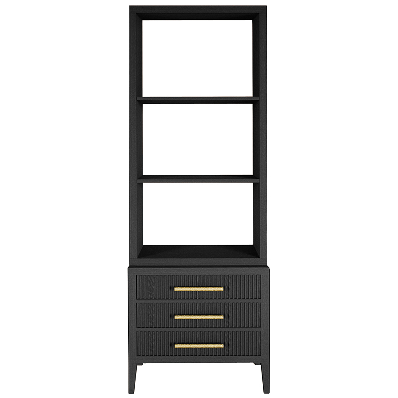 Этажерка Primo с ящиками шпон Черный дуб Черный Золотой в Волгограде | Loft Concept 