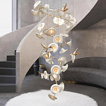 Люстра каскадная из белых цветов каллы и птичек Refined Taste of Light варинант исполнения - 4 | Loft Concept в Волгограде