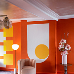 Обои ручная роспись Chez Nina by India Mahdavi Lantana colourway on Arancio dyed silk варинант исполнения - 5 | Loft Concept в Волгограде