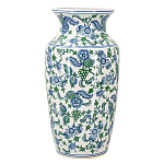 Ваза с зелено-голубым цветочным узором на белом фоне 61 см Blue & White Ornament варинант исполнения - 1 | Loft Concept в Волгограде
