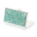 Таблетница карманная прямоугольная на 7 отделений с зеркалом и накладкой из натурального камня Амазонит Silver Stone Pillboxes варинант исполнения - 2 | Loft Concept в Волгограде