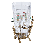 Ваза стеклянная прозрачная с бронзовым основанием в виде ветвей и фарфоровыми птичками Eden Garden варинант исполнения - 2 | Loft Concept в Волгограде