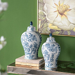 Ваза с крышкой и голубым цветочным рисунком на белом фоне Blue & White Ornament варинант исполнения - 6 | Loft Concept в Волгограде