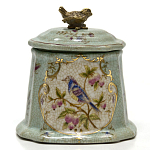 Шкатулка голубого цвета с рисунком и состаренным эффектом Eden Garden варинант исполнения - 1 | Loft Concept в Волгограде