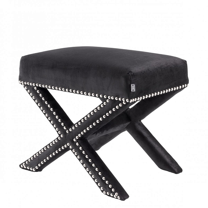 Оттоманка Eichholtz Stool Perugia Black Черный Никель Оттоманка Eichholtz Stool Perugia Black Черный Никель в Волгограде | Loft Concept