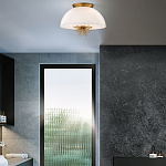 Подвесной светильник золотого цвета с полусферическим опаловым плафоном и декоративным элементом Elstead Lighting варинант исполнения - 9 | Loft Concept в Волгограде